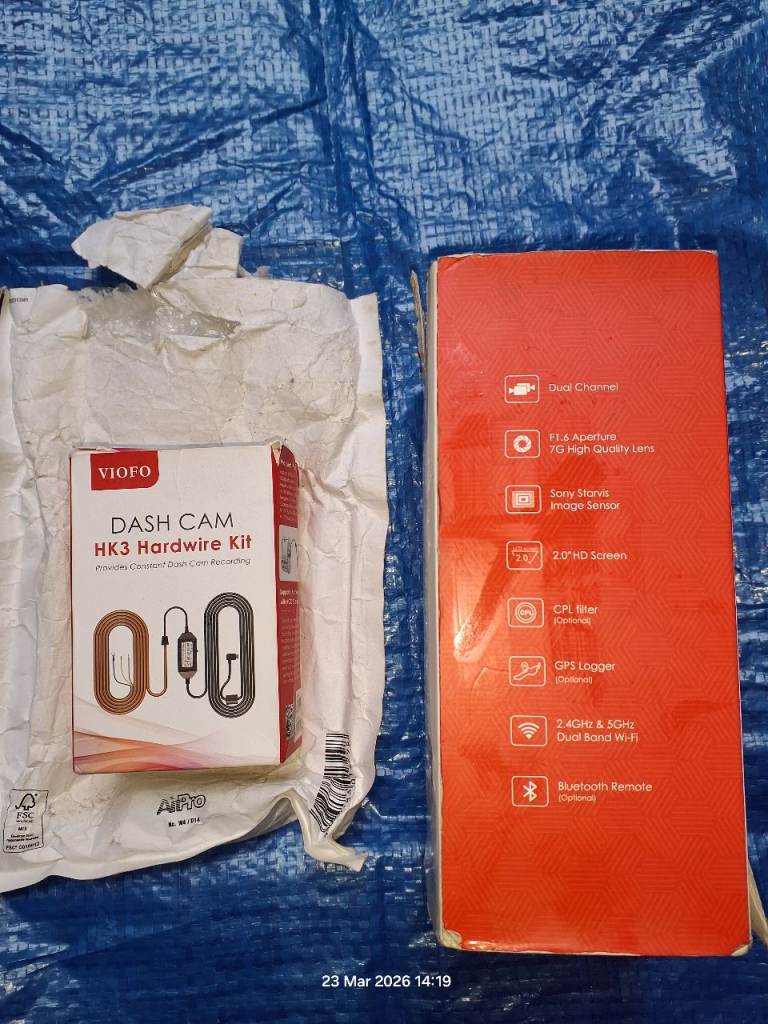 Viofo duo pro dashcam front rear camera kit with wiring 64GB card