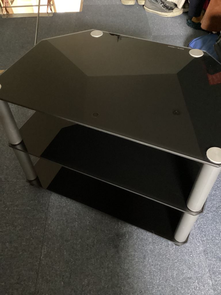 Black glass TV stand