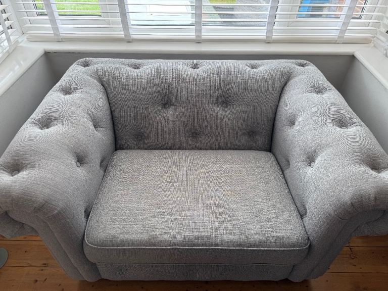 Grey chesterfield loveseat & armchair