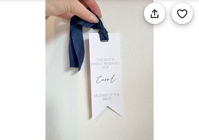 Personalised Seat Reservation Tag for Weddings | Place Reservation | 