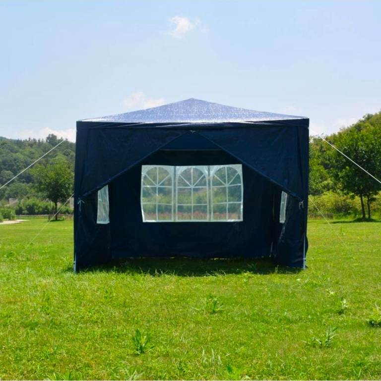3 x 3m 120g Waterproof Outdoor PE Garden Gazebo Marquee Canopy Party Tent for Outdoor Wedding Blue/G