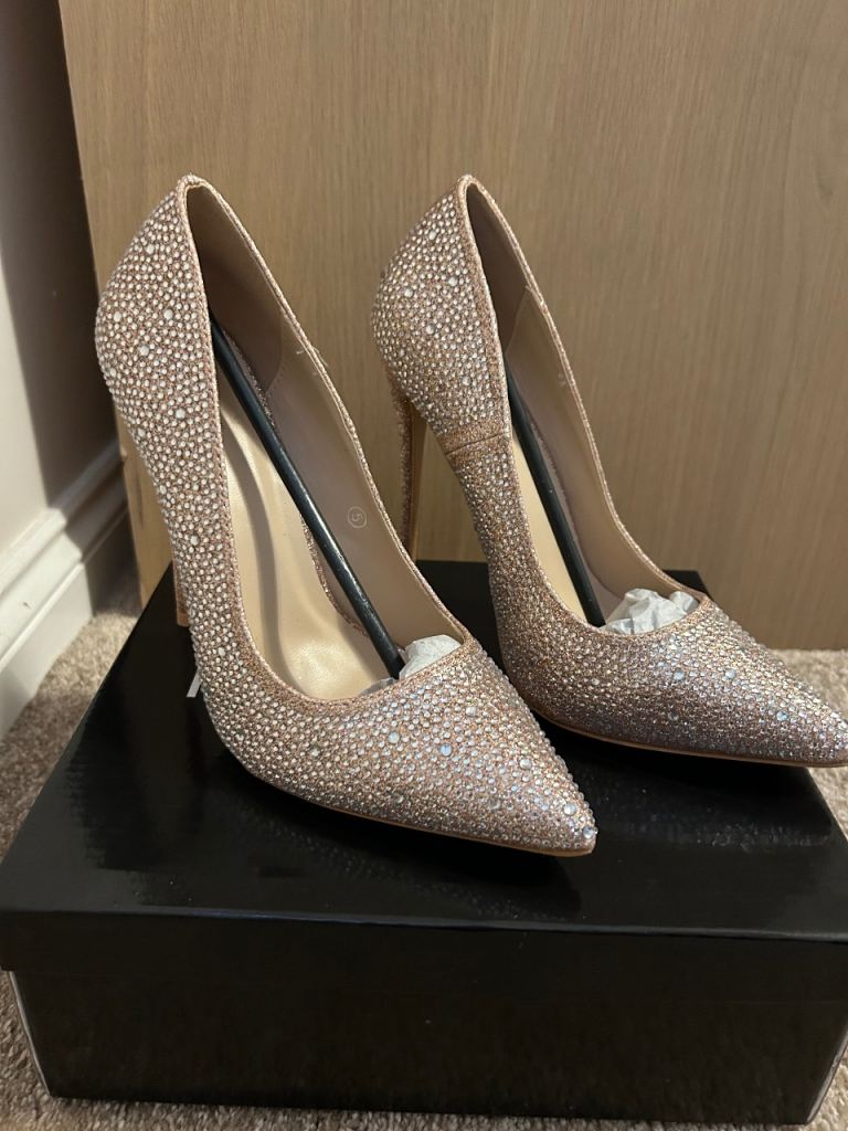 PrettyLittleThing Nude Diamanté Shoes Size 5
