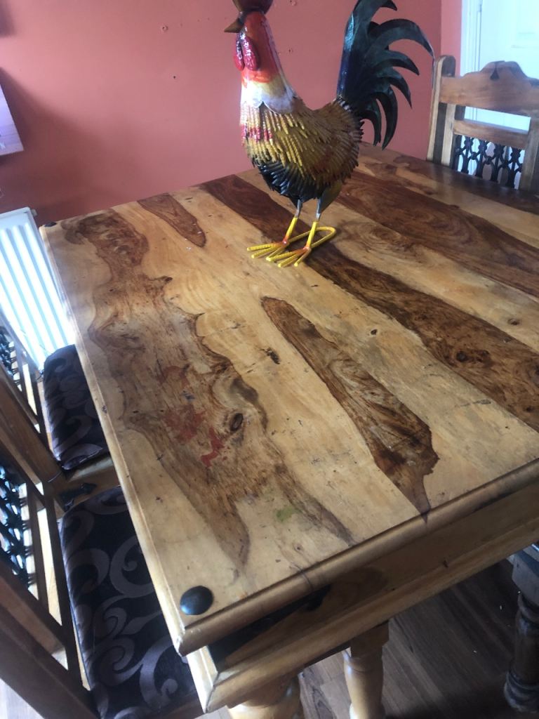 Indian Oak Dining Table and 4 Mathching Chairs 