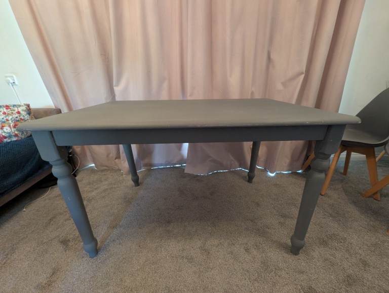 Grey painted wooden Table and 4 Chairs