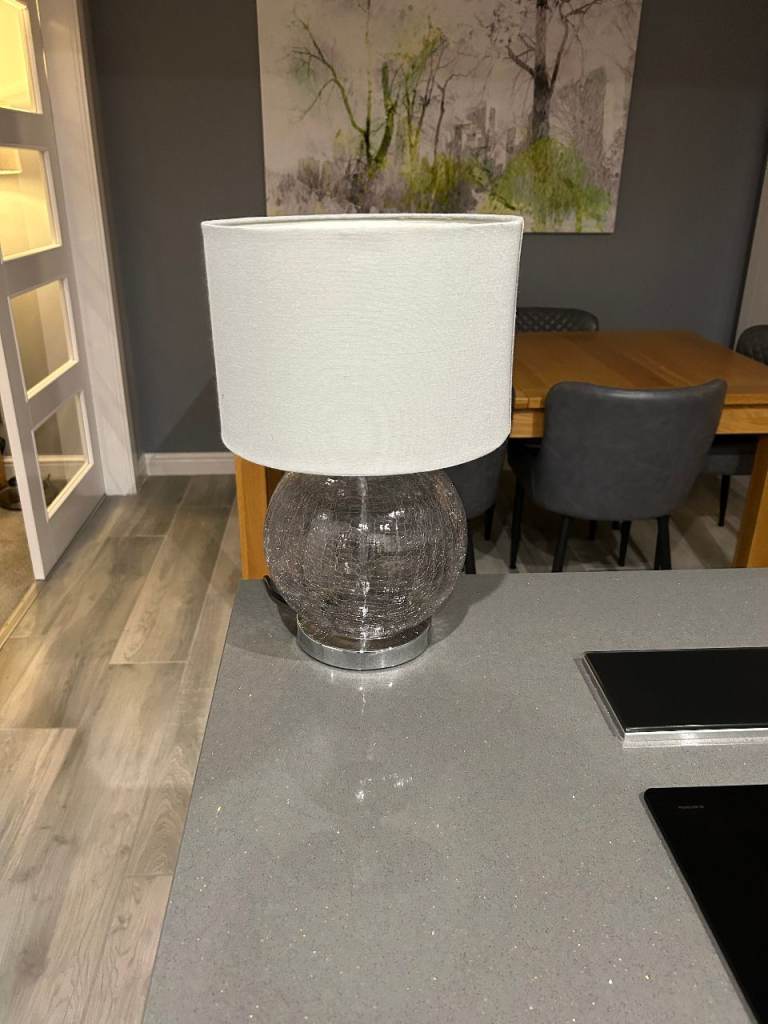 Next table lamp with light grey shade as new .