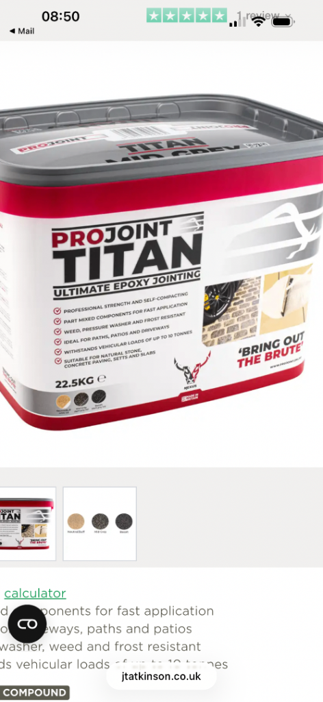 Titan pro joint epoxy resin 22.5 kg tub mid grey