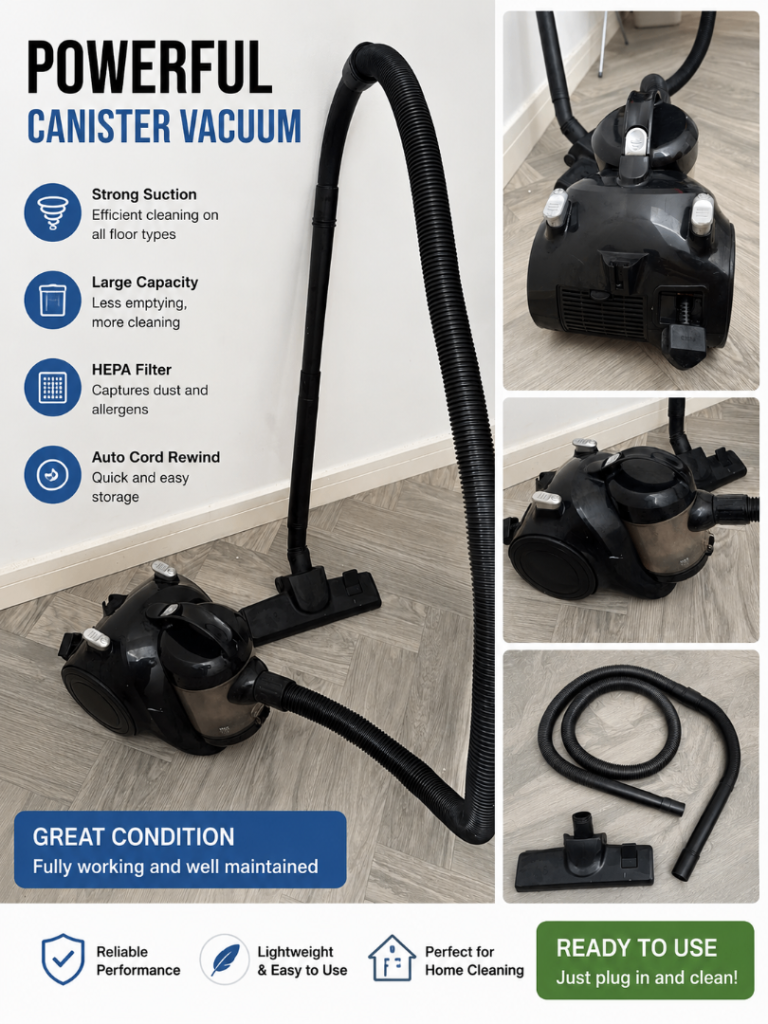 High Power 1200W Morrisons Bagless Cylinder Vacuum Cleaner - Black
