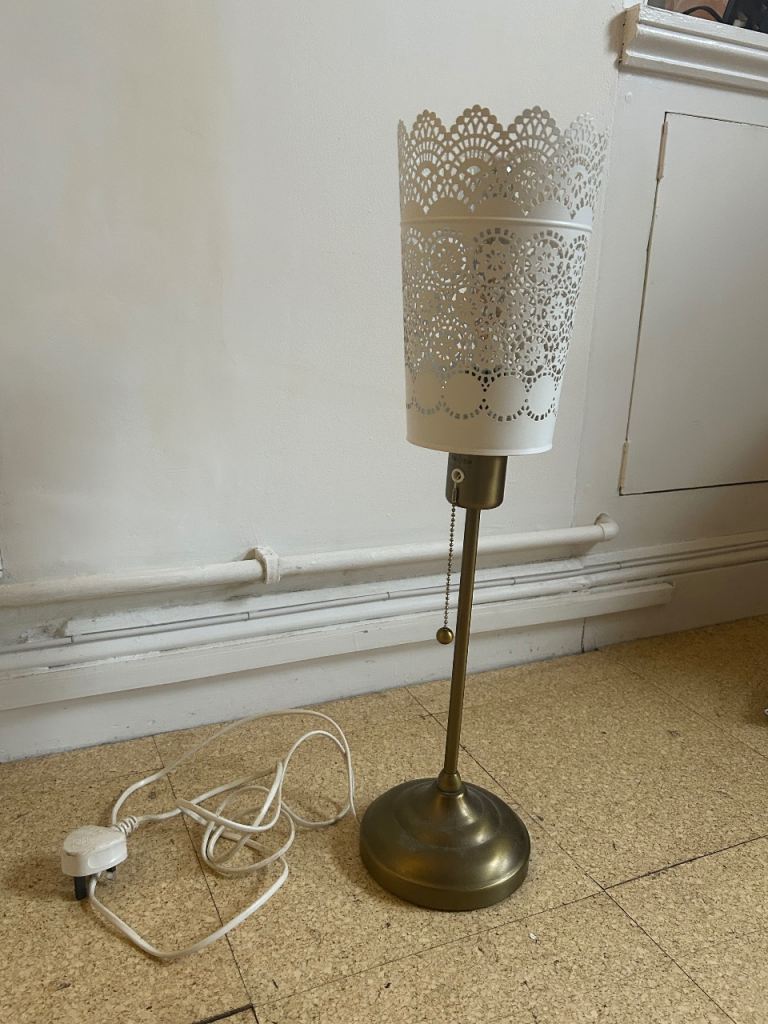 Table lamp gold white Arstid Skurar Ikea furniture house