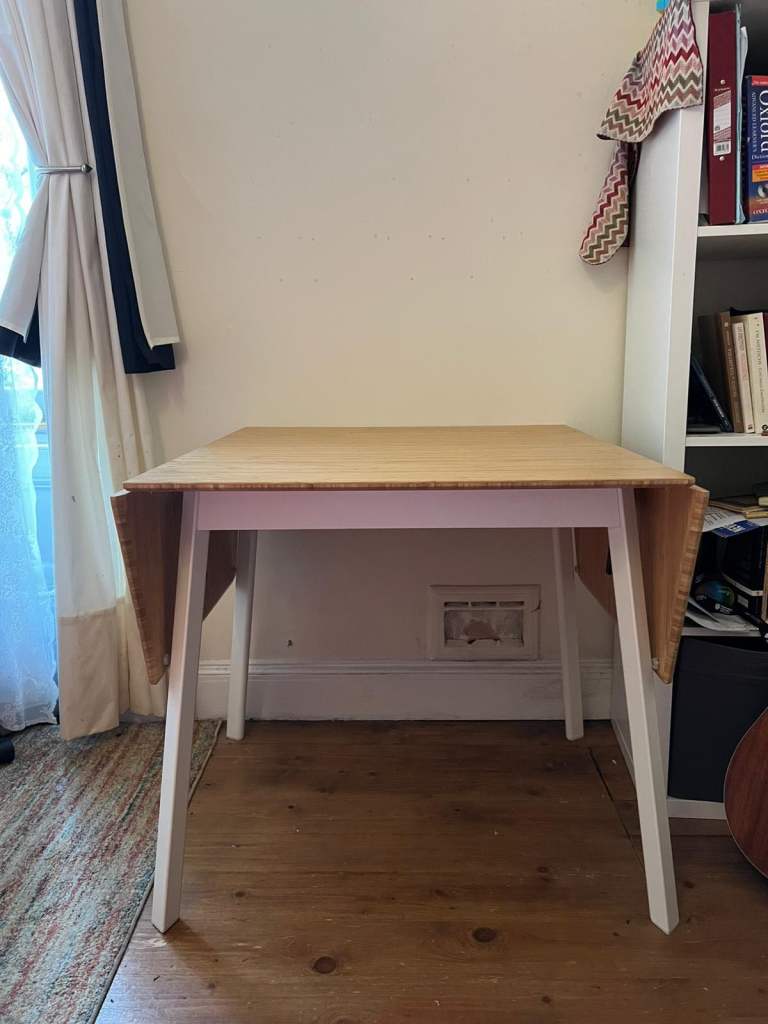 Ikea PS 2012 Drop-leaf table, bamboo/white, 74/106/138x80 cm