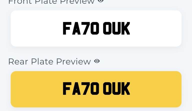 Private number plate Farook Farouk Farukh Farooq Faruk Faruq (FA70 OUK) muslim
