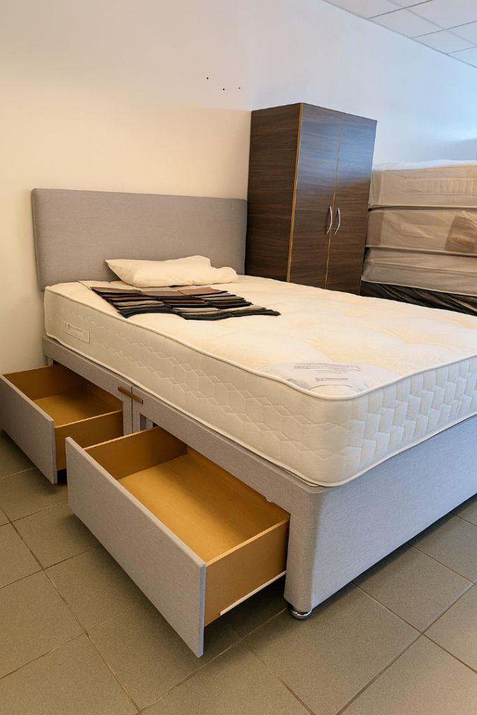 image for Affordable Storage Divan Bed Ideal for Guest Rooms, Apartments, and Family Bedrooms