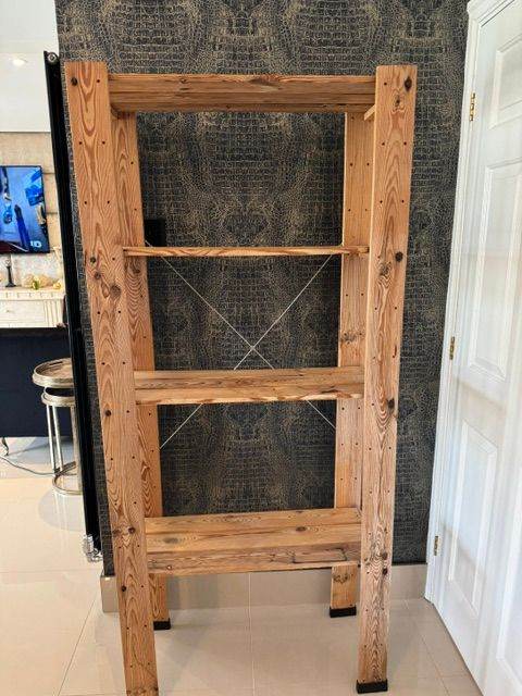 Solid Wood Shelving Storage Unit - Four Fixed Shelves, Good Condition