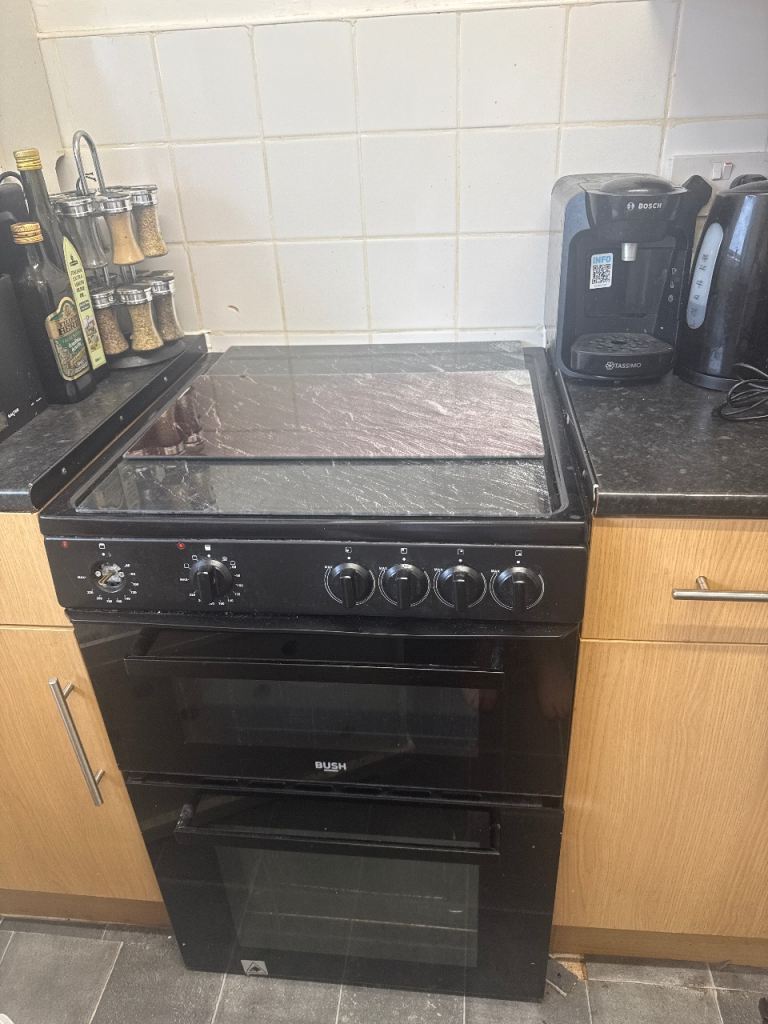 Bush Freestanding Electric Cooker with Double Oven – Black