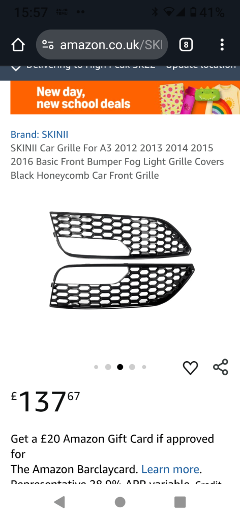Audi A3 2012-2016 grill covers set 