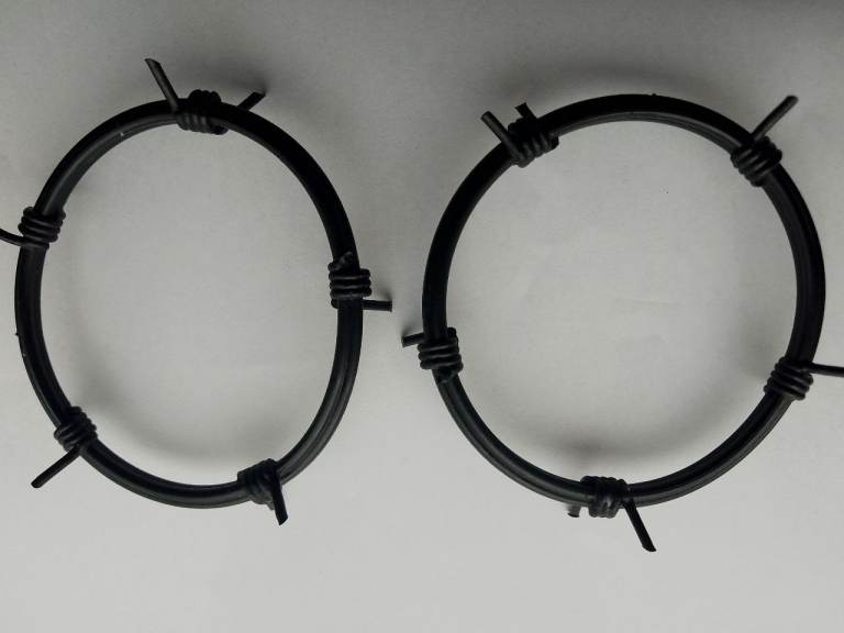 2 vintage rubberized barbed wire bangles - 1980's goth emo punk indie alternative