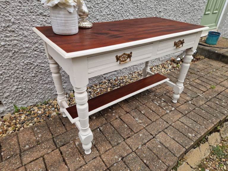 Solid mahogany refurbished console table