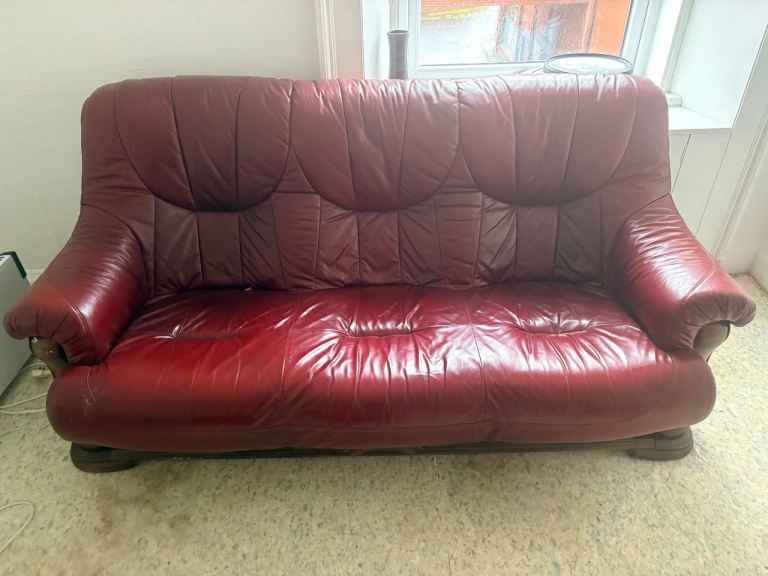 Red leather Couches free to uplift