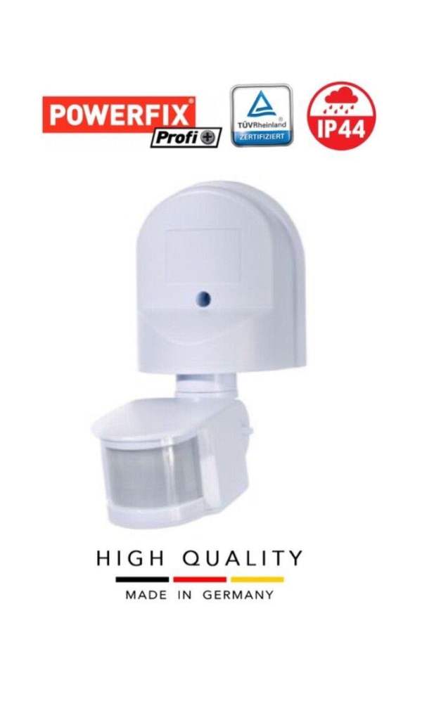 Brand New POWERFIX - PIR Motion Sensor for Home & Garden Security ( White )