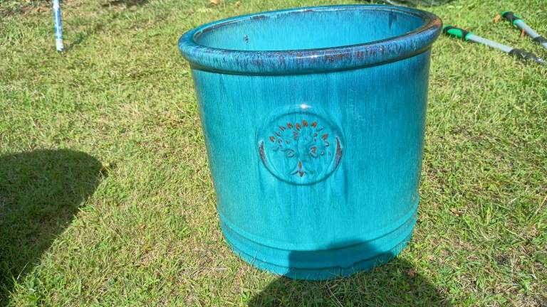 Teal terracotta plant pot 