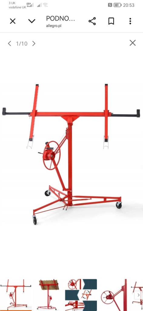 Red Drywall Plasterboard Hoist/Lift – Good Working Order