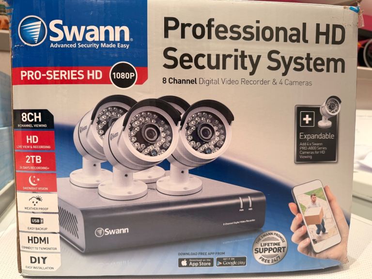 Swann Pro-Series HD 1080p CCTV Security System 8-Channel DVR + 4 Cameras 2TB NEW