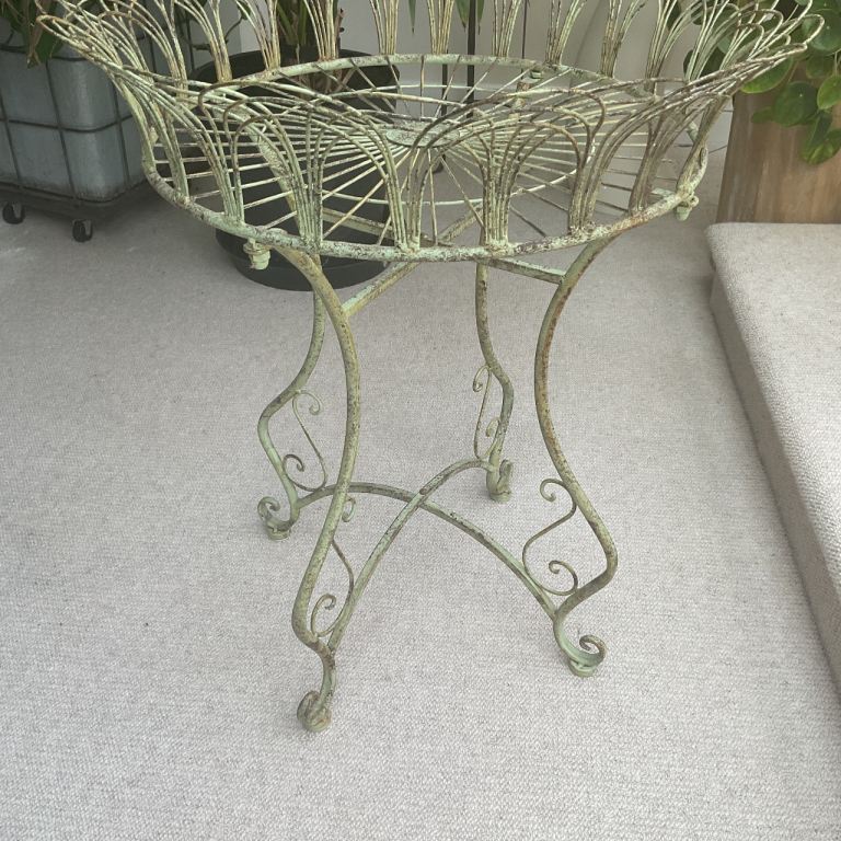Large French vintage green metal jardinières Plant stand