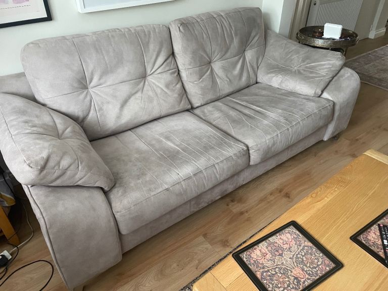 Three-seater faux suede sofa for sale