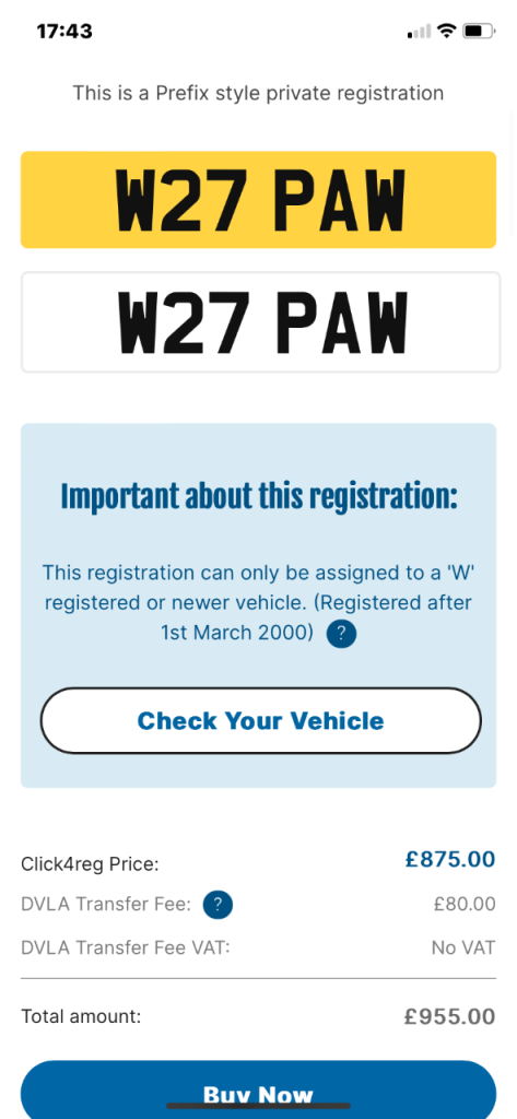 Personal number plate
