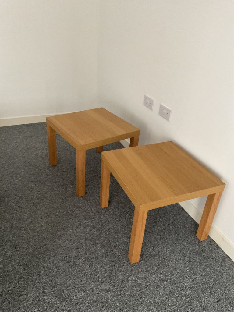 Teak finish coffee tables x 2