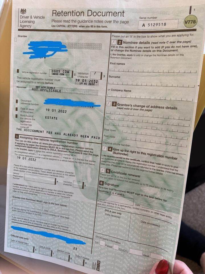 Number plate DG05 COW