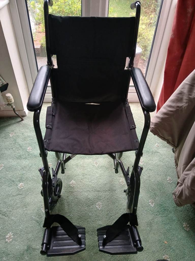 Black Folding Wheelchair - Lightweight, Good Condition