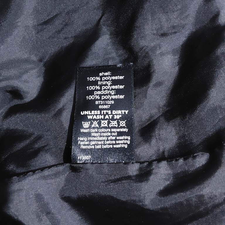 Black Quilted Trench Coat With Belt And Double Breasted Button Closure Size 14