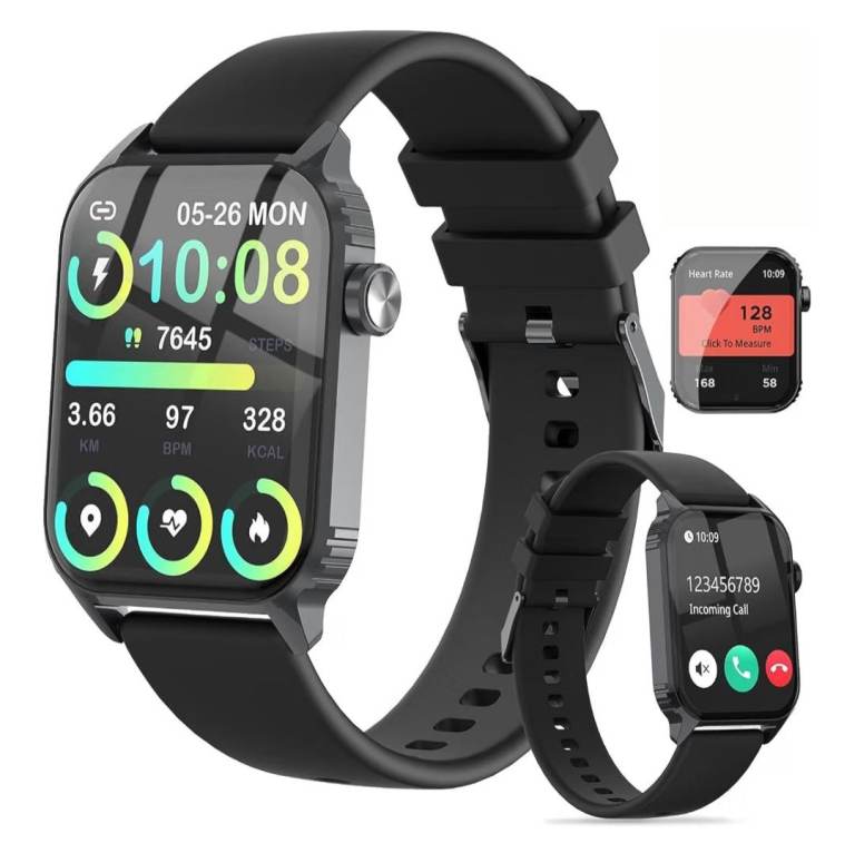 New Black Smartwatch with Heart Rate & Sleep Monitor