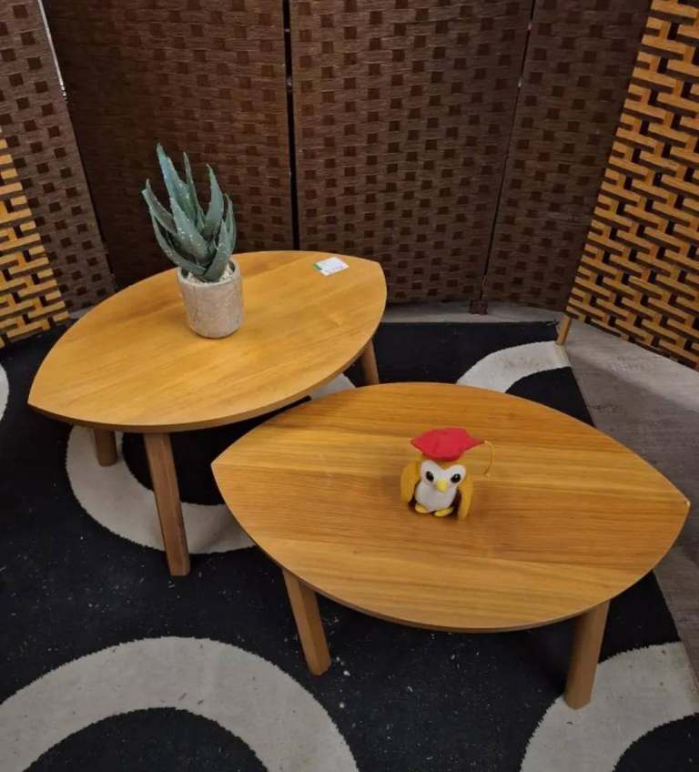 Pair of Wooden Oval Coffee Tables - Good Condition