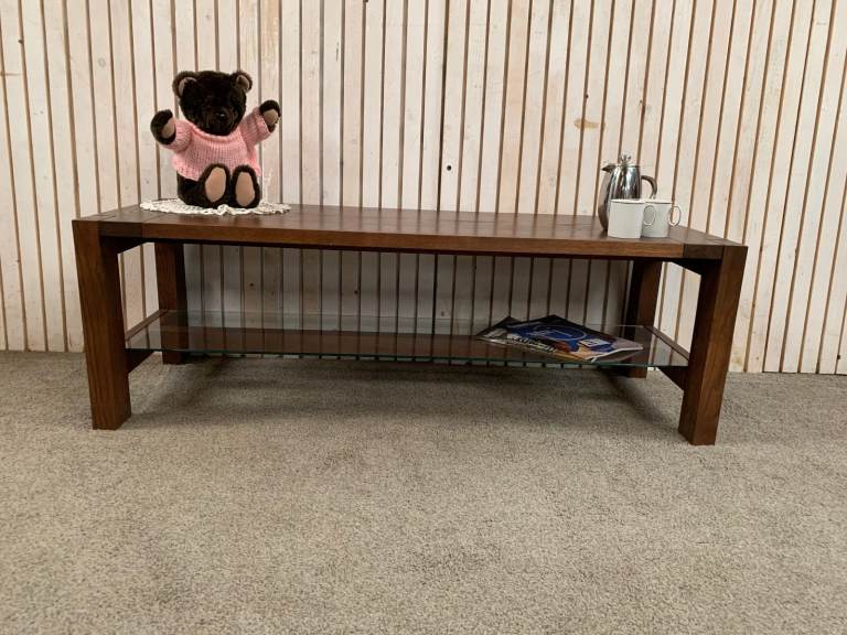 Marks and Spencer's Coffee Table, Sonoma Oak Coffee Table with a Glass Shelf Quality