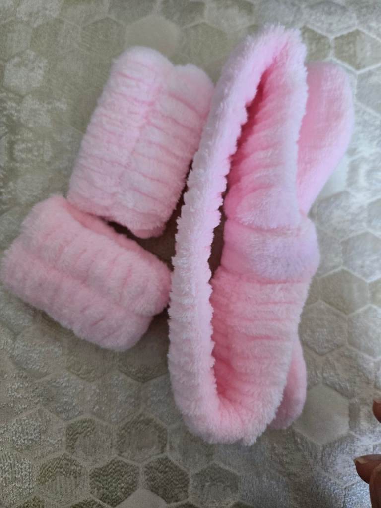 Pink Rabbit Ear Shower Band Set- comes in a beautiful packaging