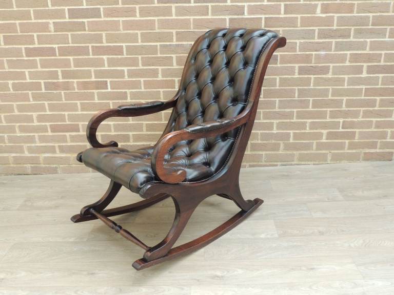 Vintage Chesterfield Rocking Chair with Oak frame (UK Delivery)