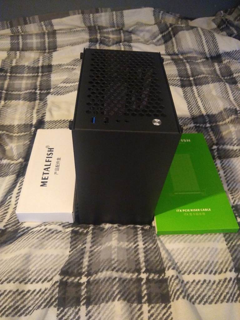 Metalfish mini itx case 7l sff small form factor pcie 4 riser chasis gaming pc