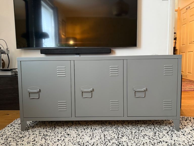 Grey metal storage cabinet 