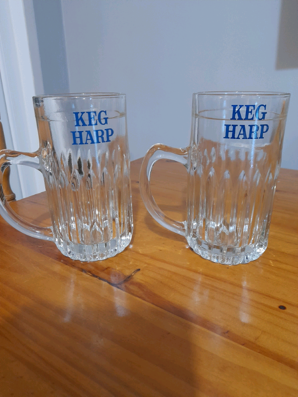 Antique KEG HARP 1/2 PINT GLASSES- 1970