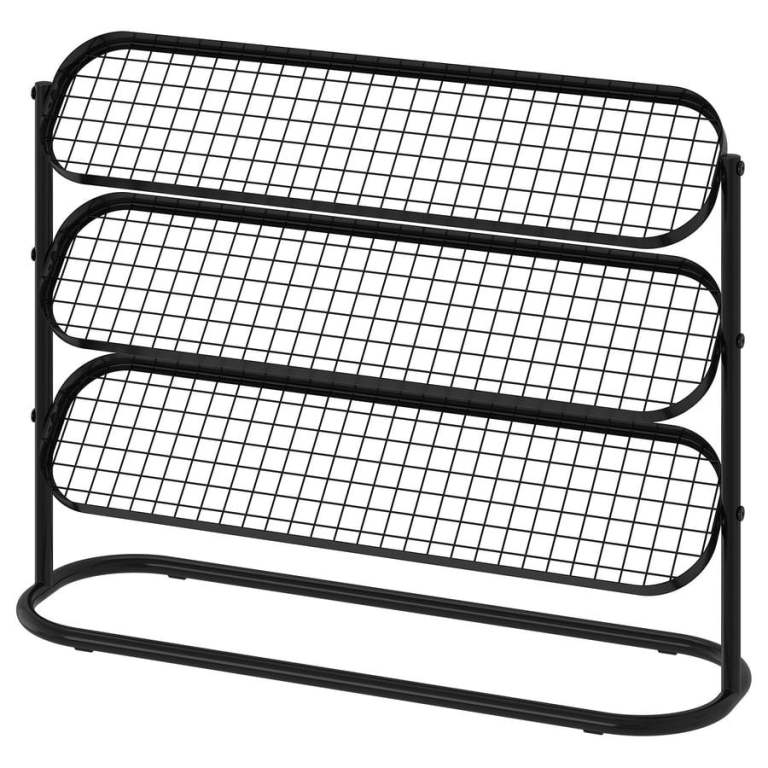 IKEA ÄLGANÄS Black Metal Shoe Rack – 3 Tier (Holds 12 Pairs)