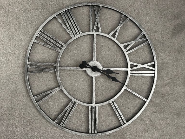 image for Large Vintage-Style Skeleton Wall Clock – Roman Numerals 