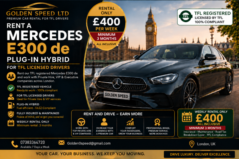 2026 Mercedes-Benz E300 de AMG Line Premium Plus – PCO Rental London