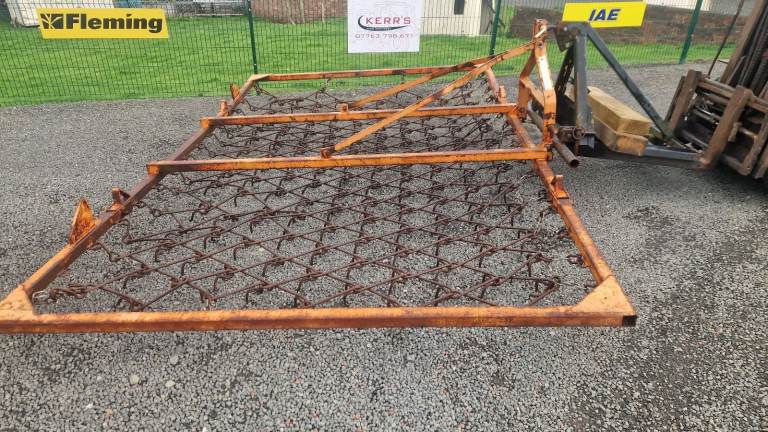 Tractor three point linkage folding chain grass harrows 