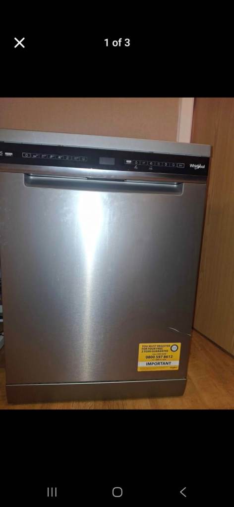 Whirlpool Dishwasher  W7FHS51AX – Silver, Good Condition