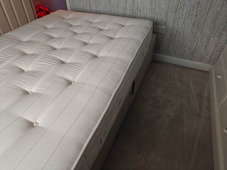Double bed with Mattress and four drawers in base of bed.