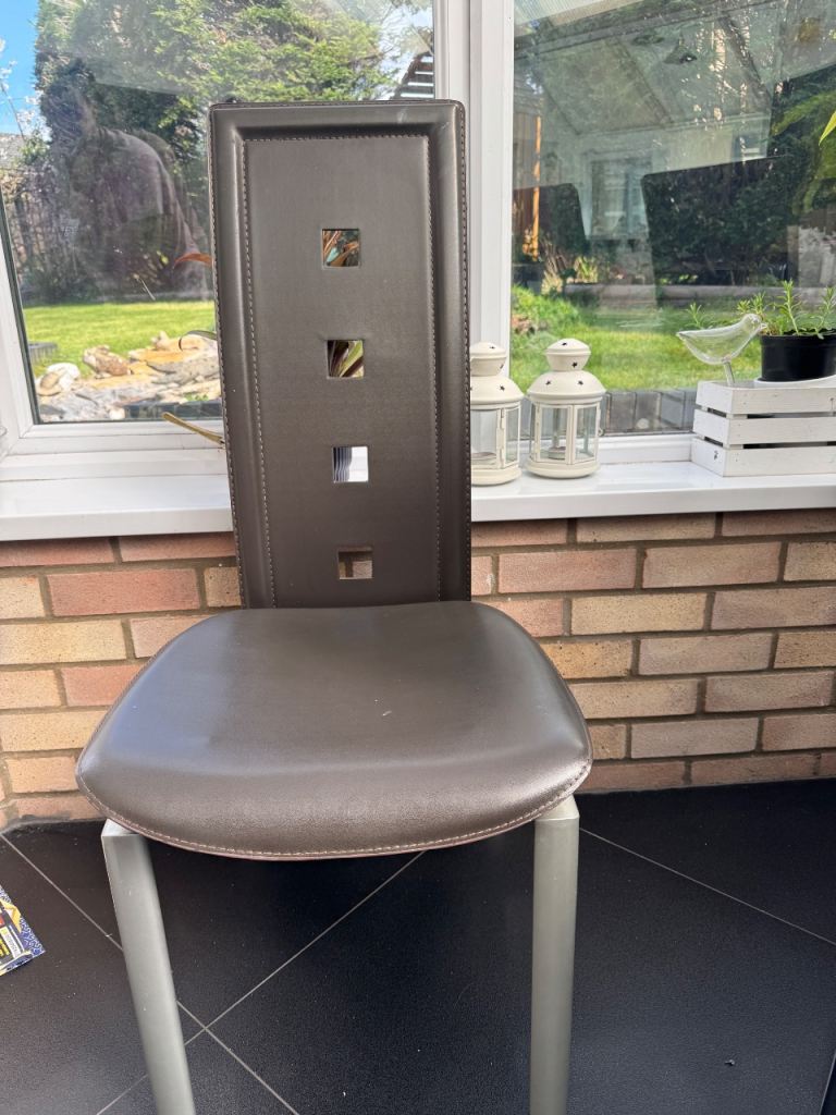 5 Brown Leather dining chairs 