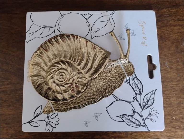 NEW - Gold metal snail spoon rest / trinket dish