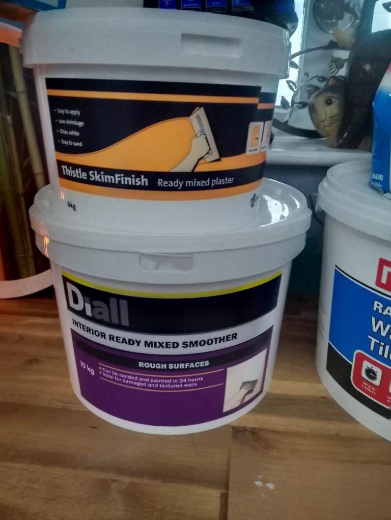 Ready Mixed Smoother + Thistle Mixed Plaster + Powder Filler + Flexible Grout