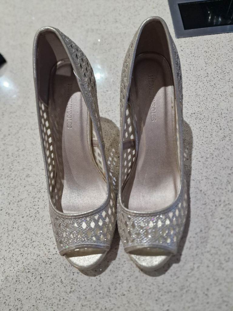 image for Gold Stiletto Shoes size 7 - wide fit E